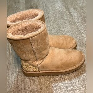 UGG CLASSIC WOMEN GLITTER HEEL BOOTS SIZE 8
